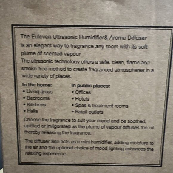 Euleven Ultrasonic Humidifier Aroma Diffuser Color Charging 6.5” - Picture 6 of 7